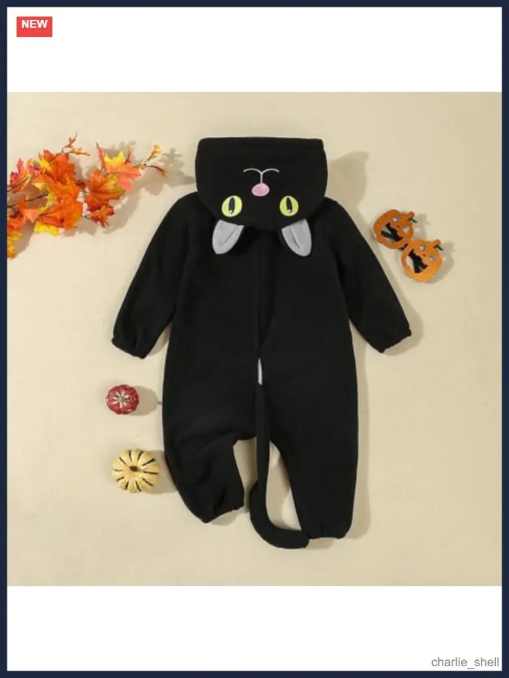 Toddler Black Cat Costume Zip Up Hooded Halloween Outfit